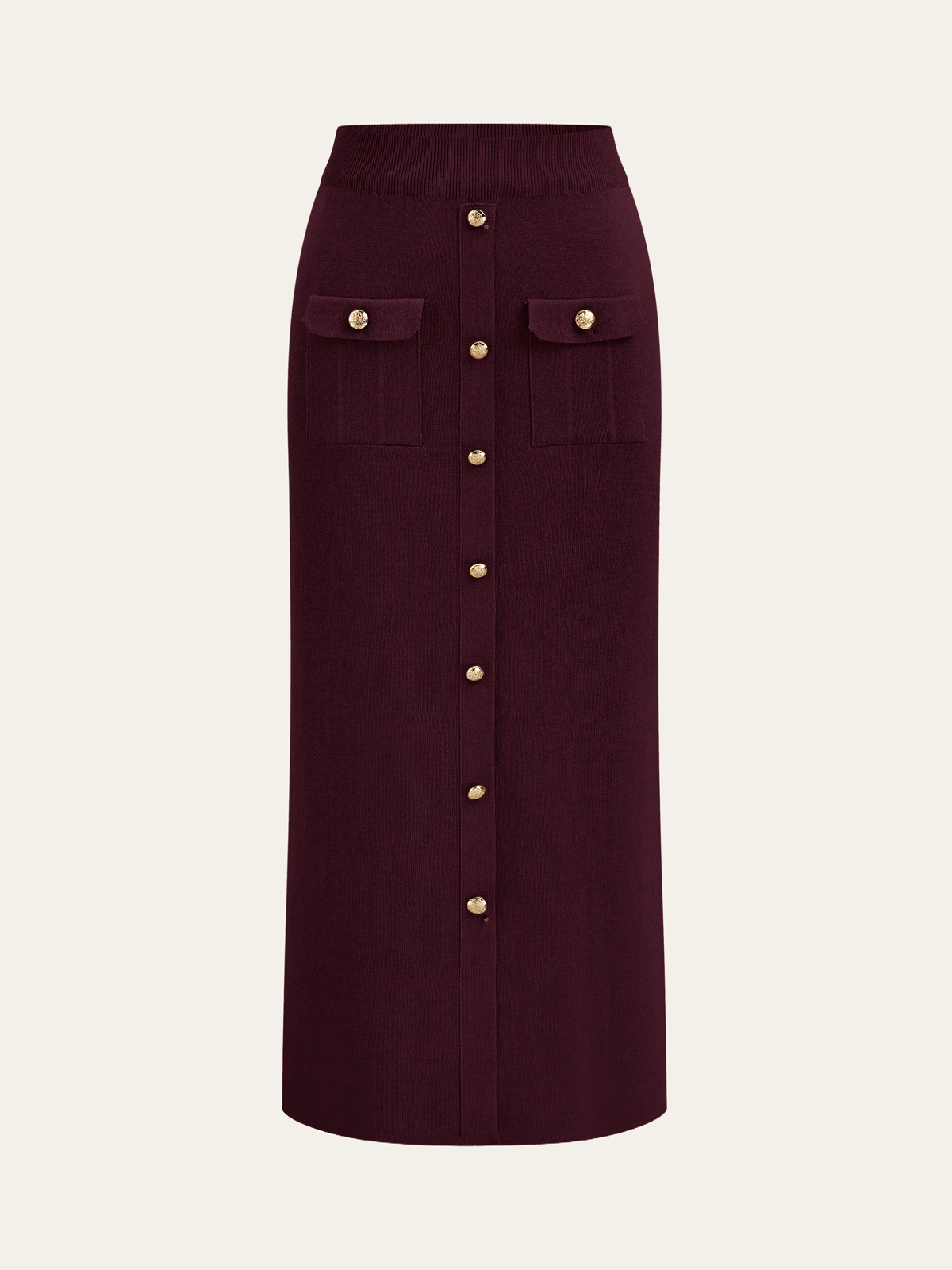 Metal Button Collared Cardigan and Midi Skirt Set - Trendy Women's Autumn Outfit