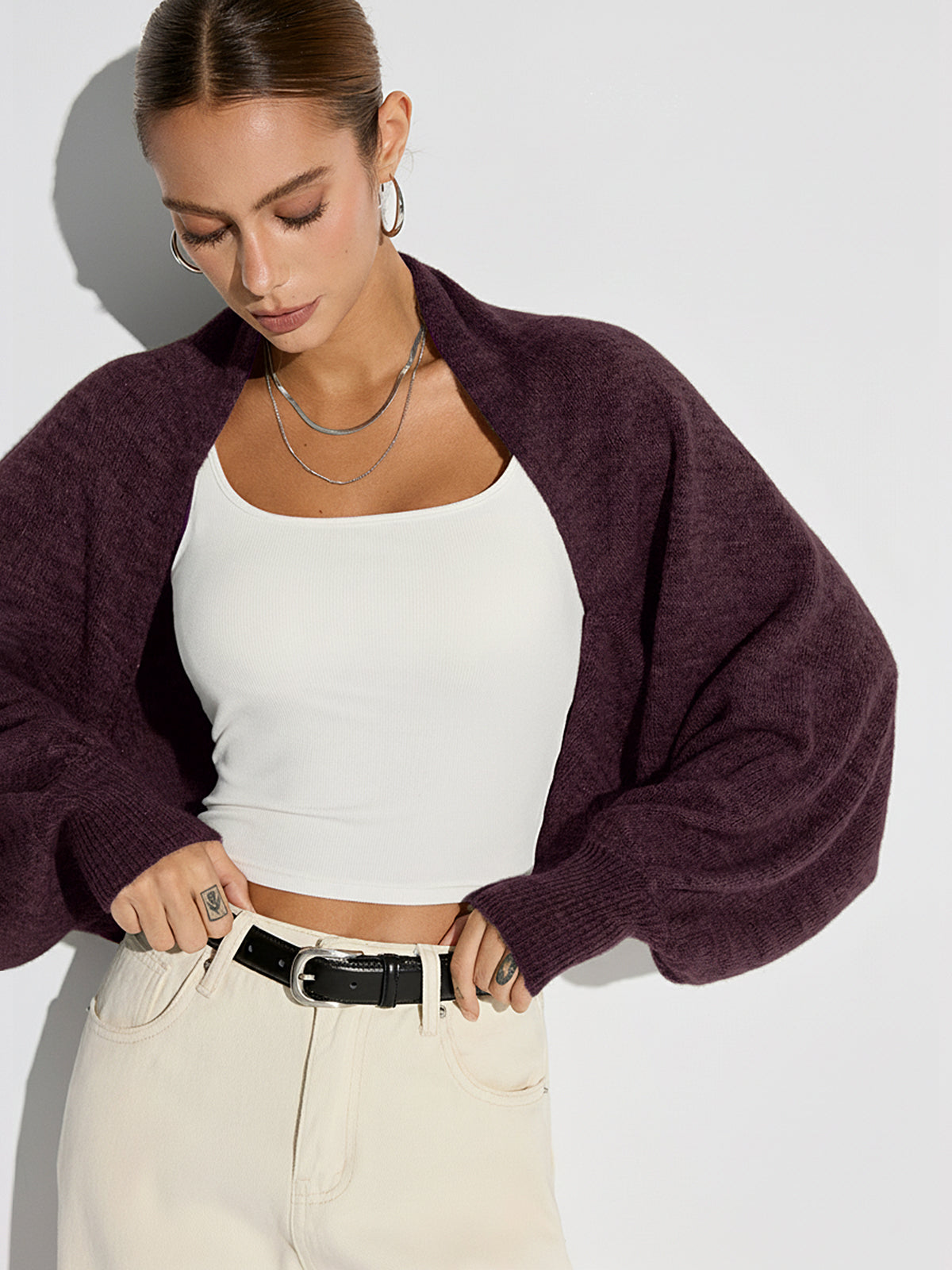 Wool Blend Oversized Batwing Sleeve Cardigan Cozy Fall Winter Layer