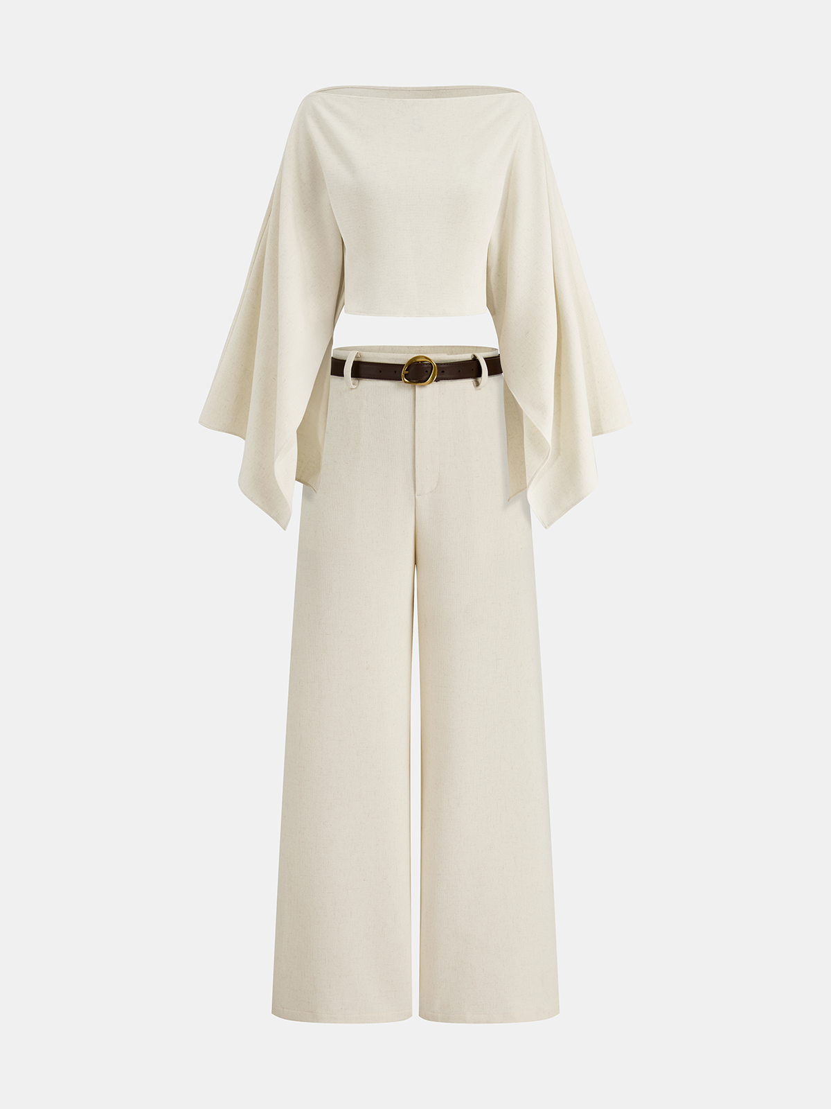 Dramatic Sleeve Linen-Blend Cropped Top for Women Summer Fashion