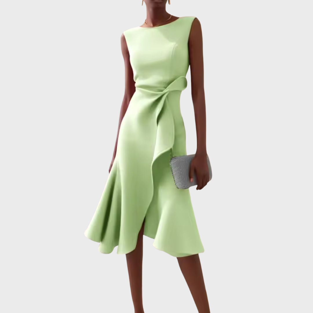 Sheila™ | Draped Asymmetric Midi Dress
