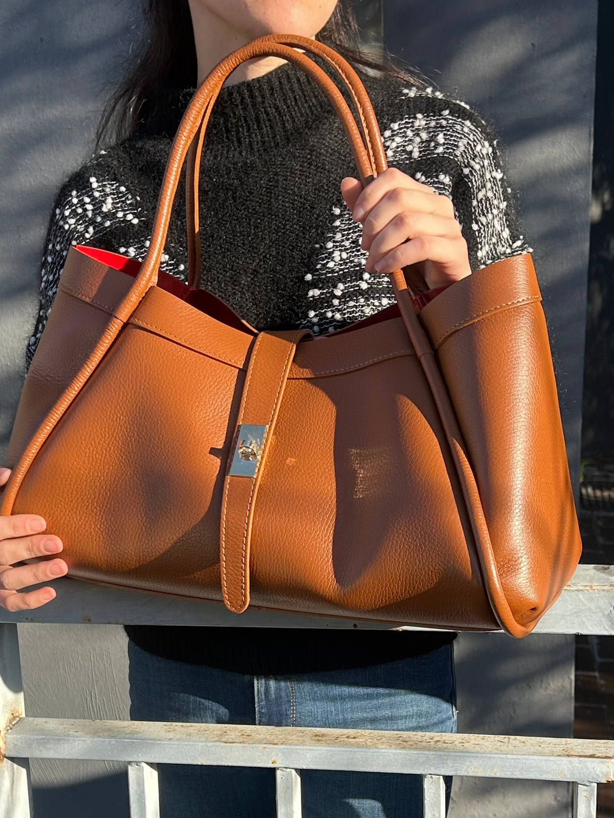 Koadclo|Elegant Large Genuine Leather Bag Made in Italy – 45x25x20