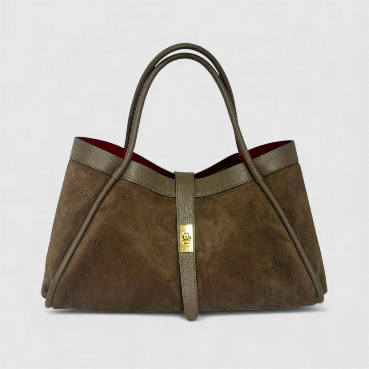 Koadclo|Genuine Suede and Togo Leather Bag, Made in Italy with Strap