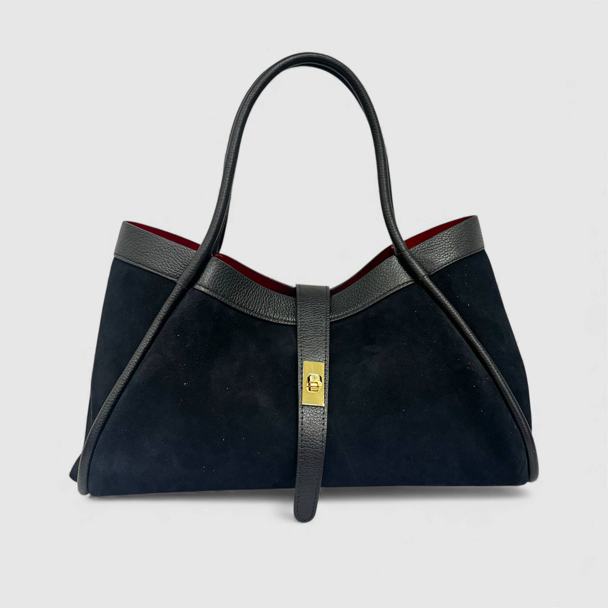 Koadclo|Genuine Suede and Togo Leather Bag, Made in Italy with Strap