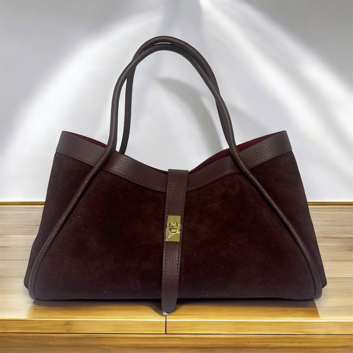 Koadclo|Genuine Suede and Togo Leather Bag, Made in Italy with Strap