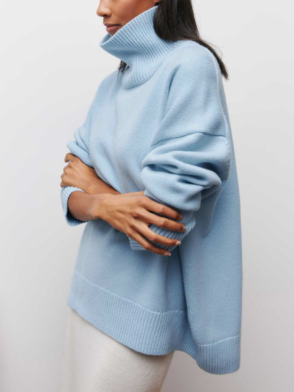 Cloudless Sky Turtleneck Oversized Sweater Comfortable Loose Fit Knitwear