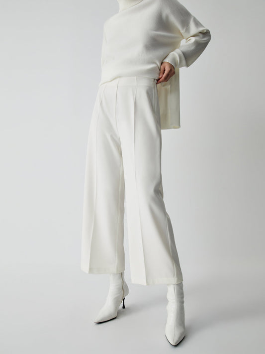 Semi-Sheer Wide Leg Culotte Pants for Women, Lightweight Summer Trousers