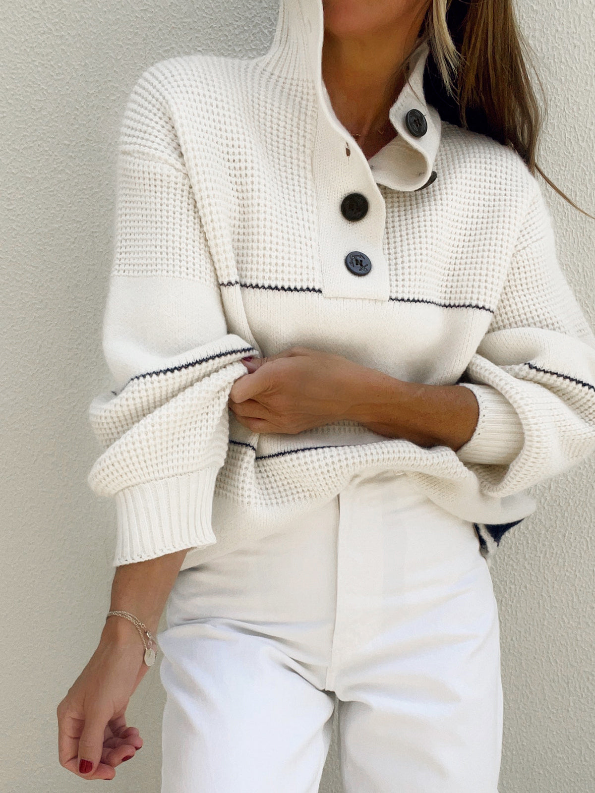 Open Collar Button Up Sweater for Casual Everyday Wear