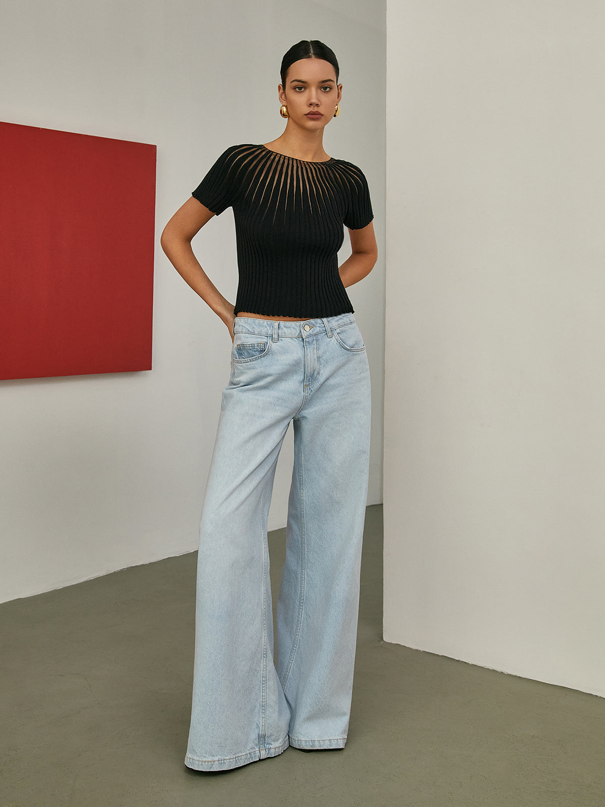 Plain Short Sleeve Knit Top for Women Casual Everyday Wear