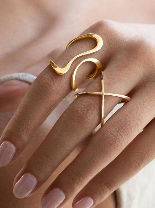 1pc Irregular Golden Whirl Open Ring Adjustable Unique Design