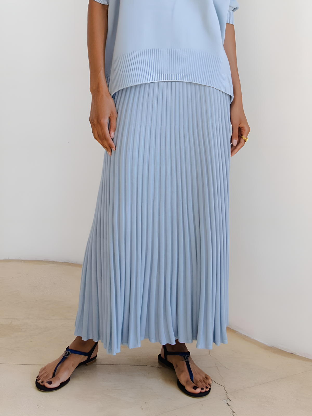 Leisure Pleated Knit Skirt for Women Casual Wear