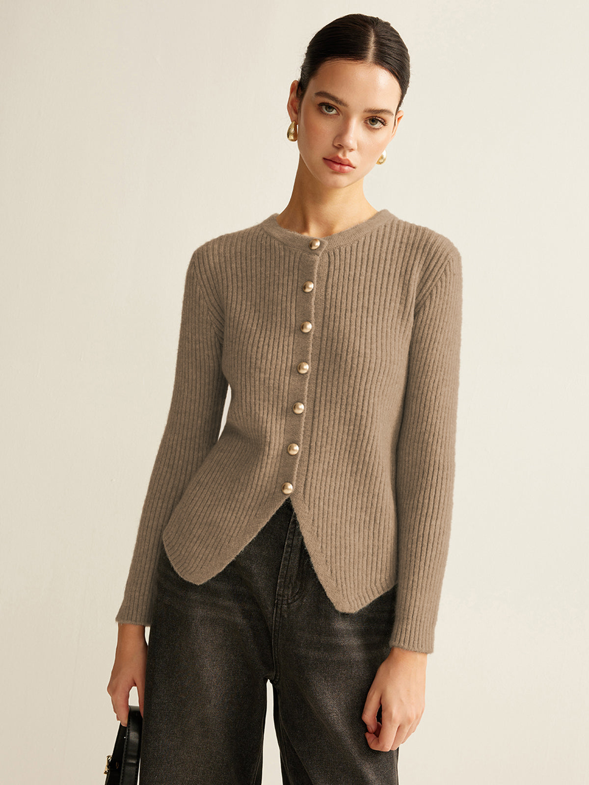Button Down Split Cardigan with Pockets Lightweight