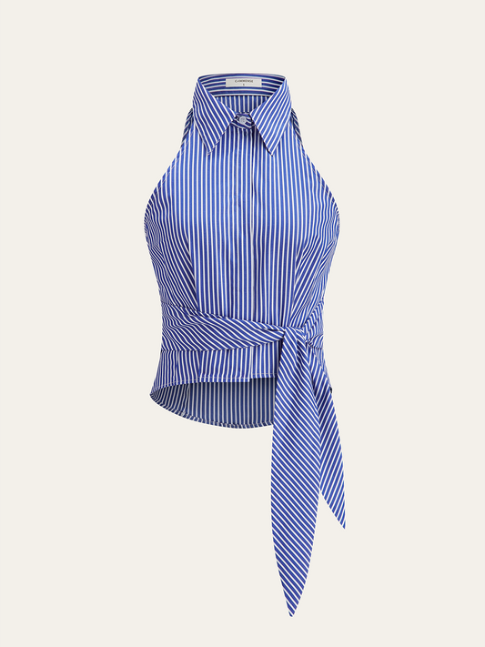 Striped Tie-Waist Crop Top for Casual Summer Wear