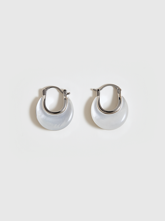 Mother of Pearl Hoop Earrings Dangle Lightweight Jewelry