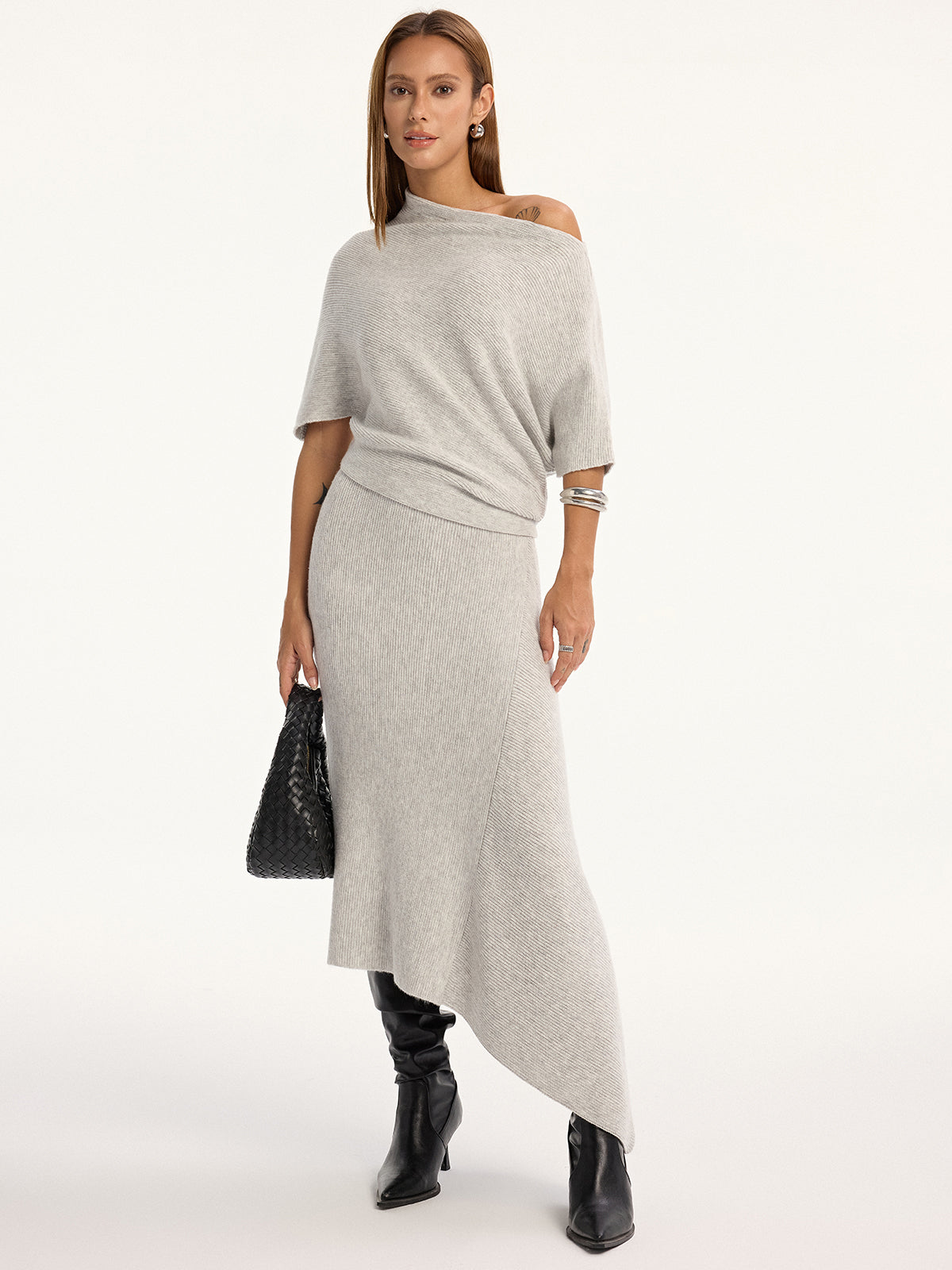 Wool-Blend Off-Shoulder Knit Top for Women Casual Fall Winter