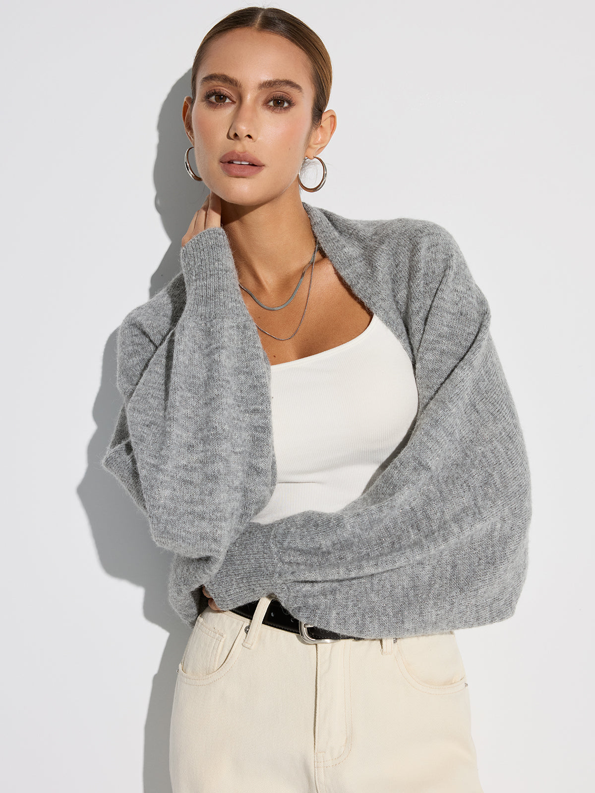 Wool Blend Oversized Batwing Sleeve Cardigan Cozy Fall Winter Layer