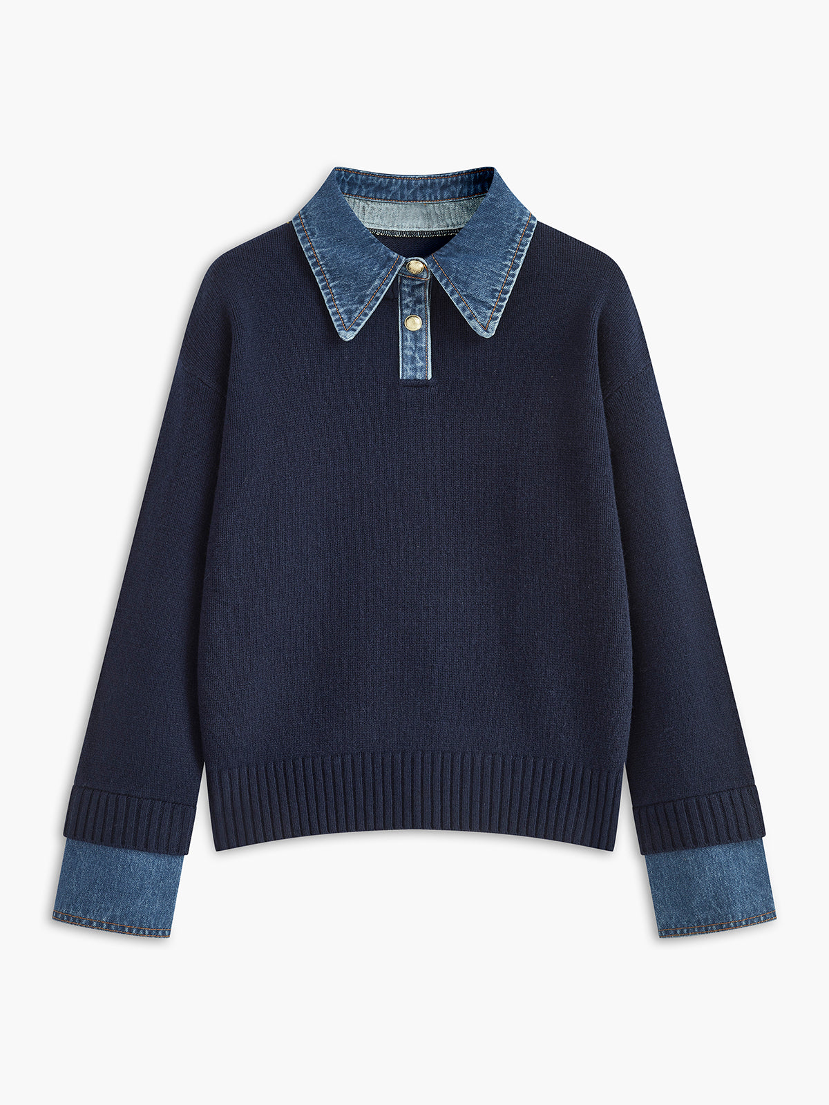 2 in 1 Panel Lapel Relaxed Sweater, Cozy Versatile Layering Essential Piece
