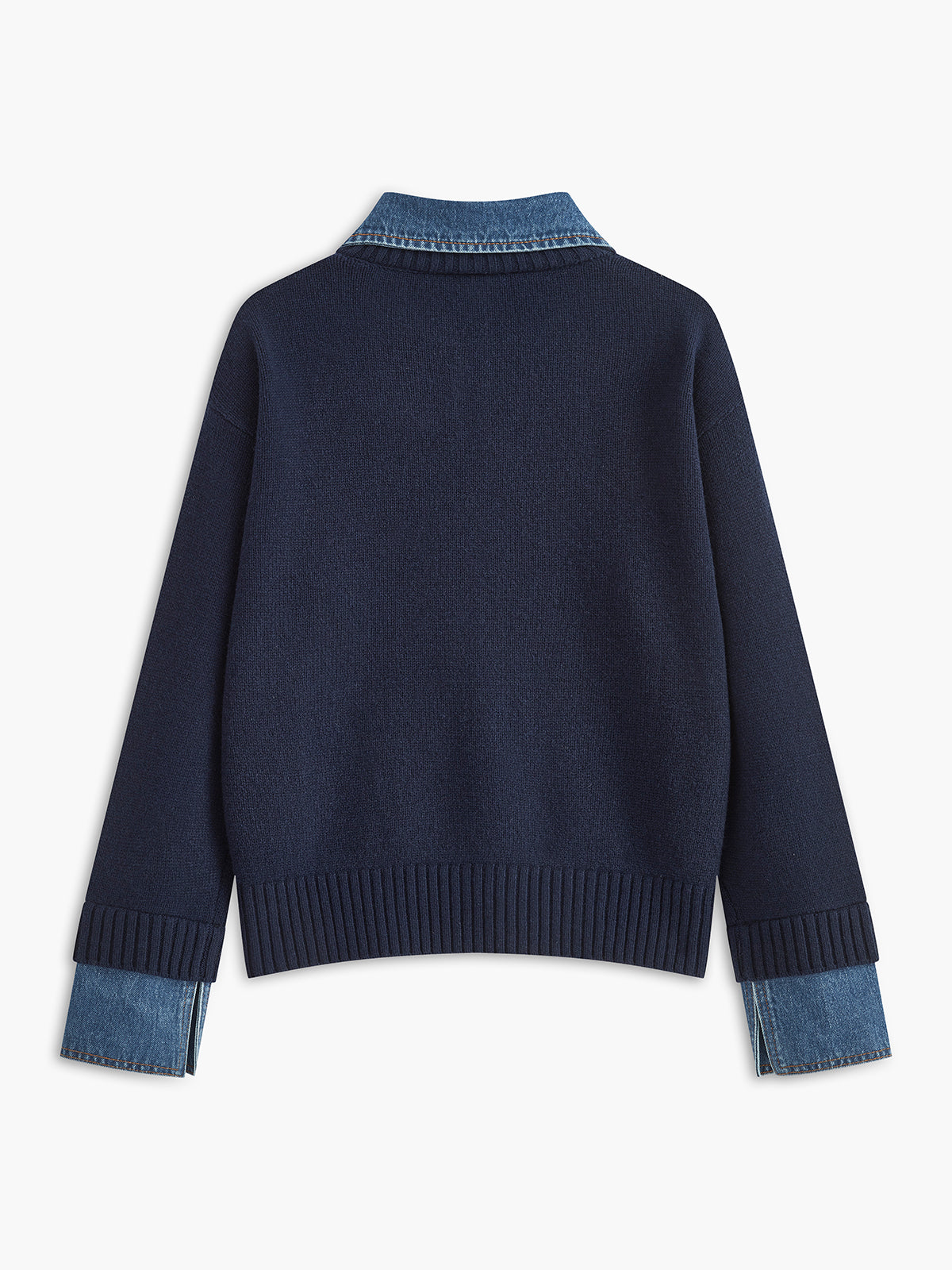2 in 1 Panel Lapel Relaxed Sweater for Versatile Casual Wear