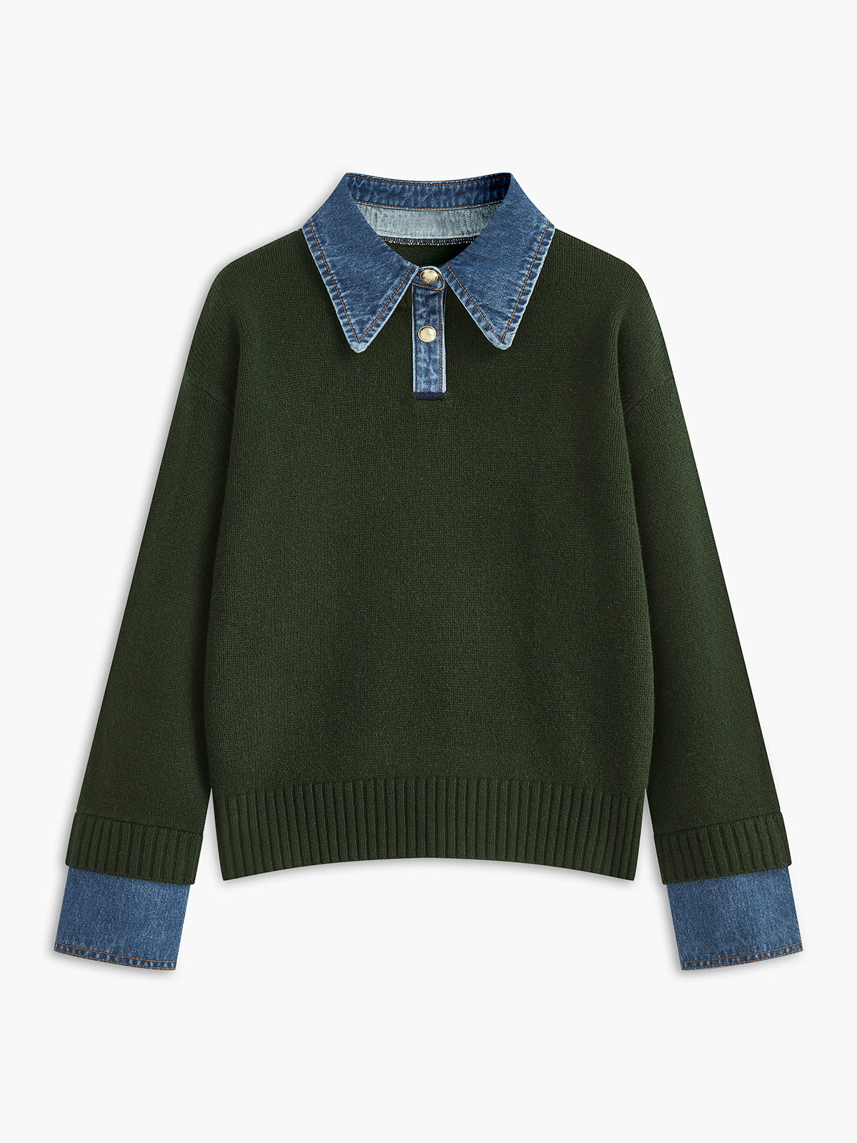 2 in 1 Panel Lapel Relaxed Sweater for Versatile Casual Wear