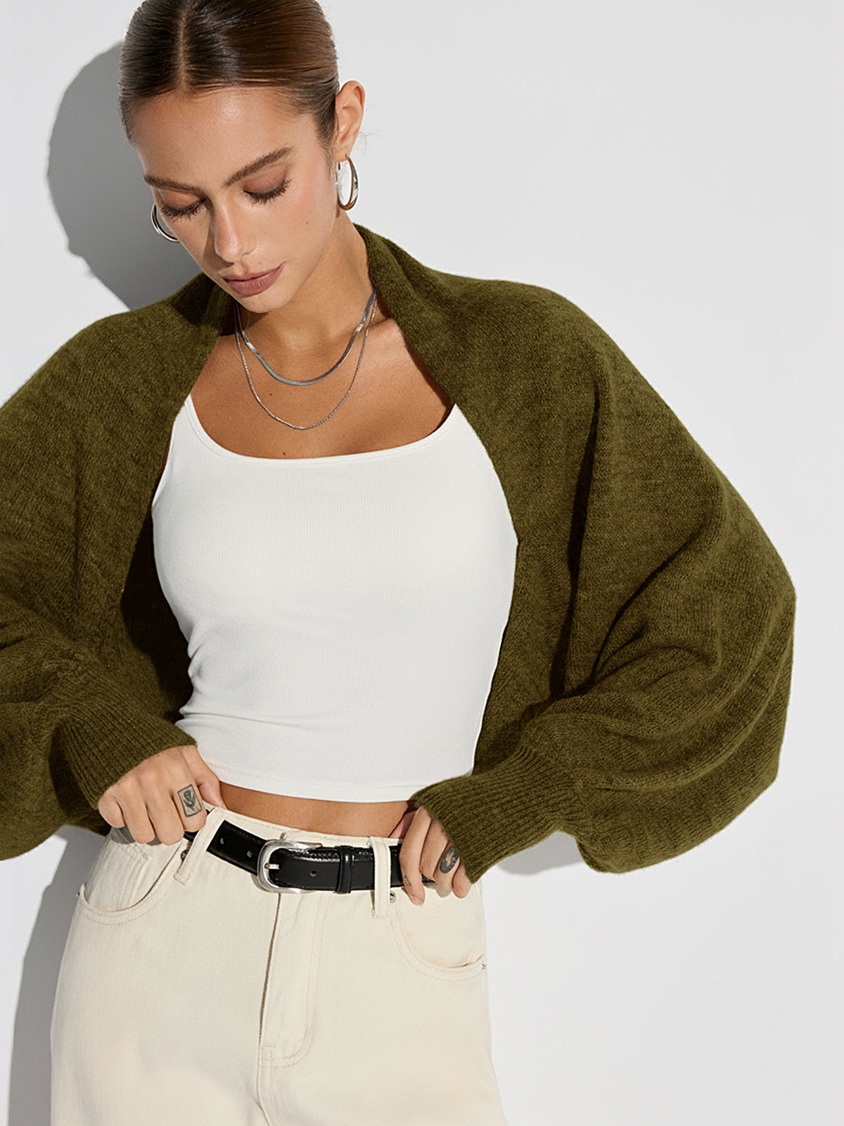 Wool Blend Oversized Batwing Sleeve Cardigan for Women Comfortable Layering Piece