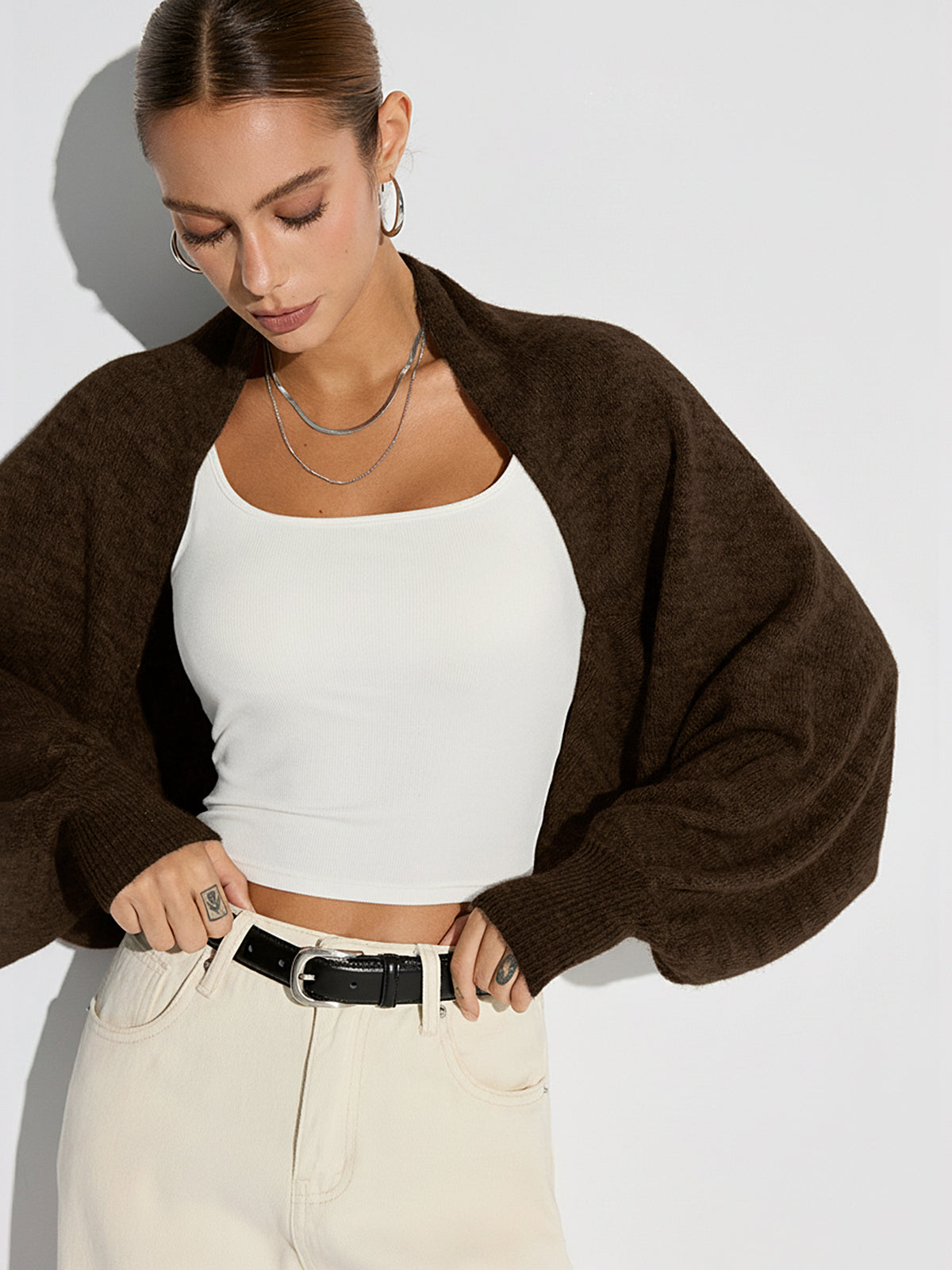 Wool Blend Oversized Batwing Sleeve Cardigan for Women Comfortable Layering Piece