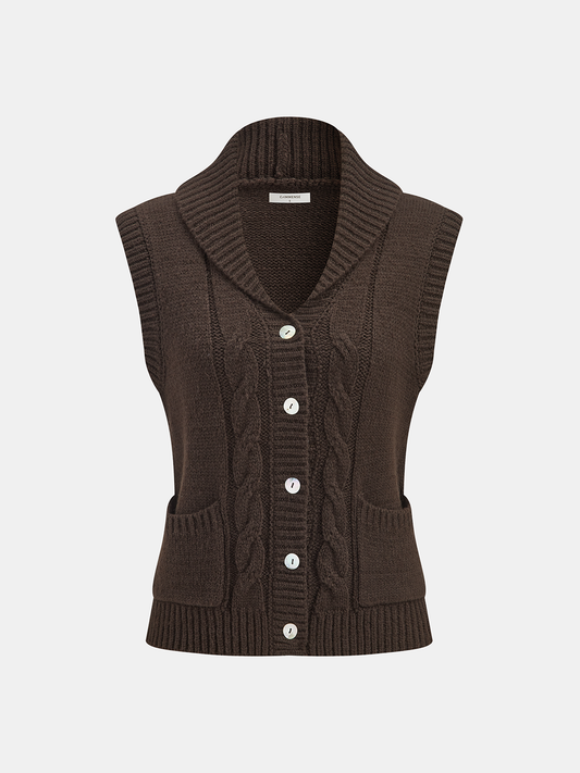 Cable-Knit Wool-Blend Collared Sweater Vest for Men and Women - Versatile Layer