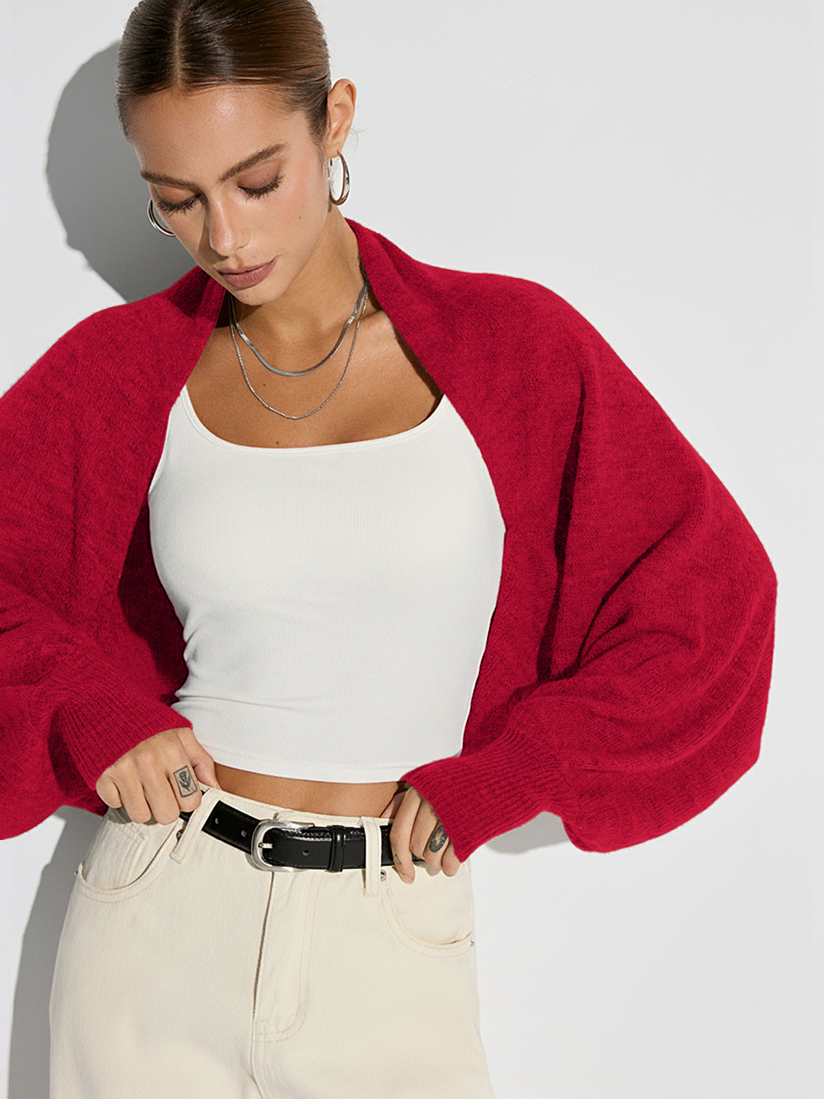 Wool Blend Oversized Batwing Sleeve Cardigan for Women Comfortable Layering Piece
