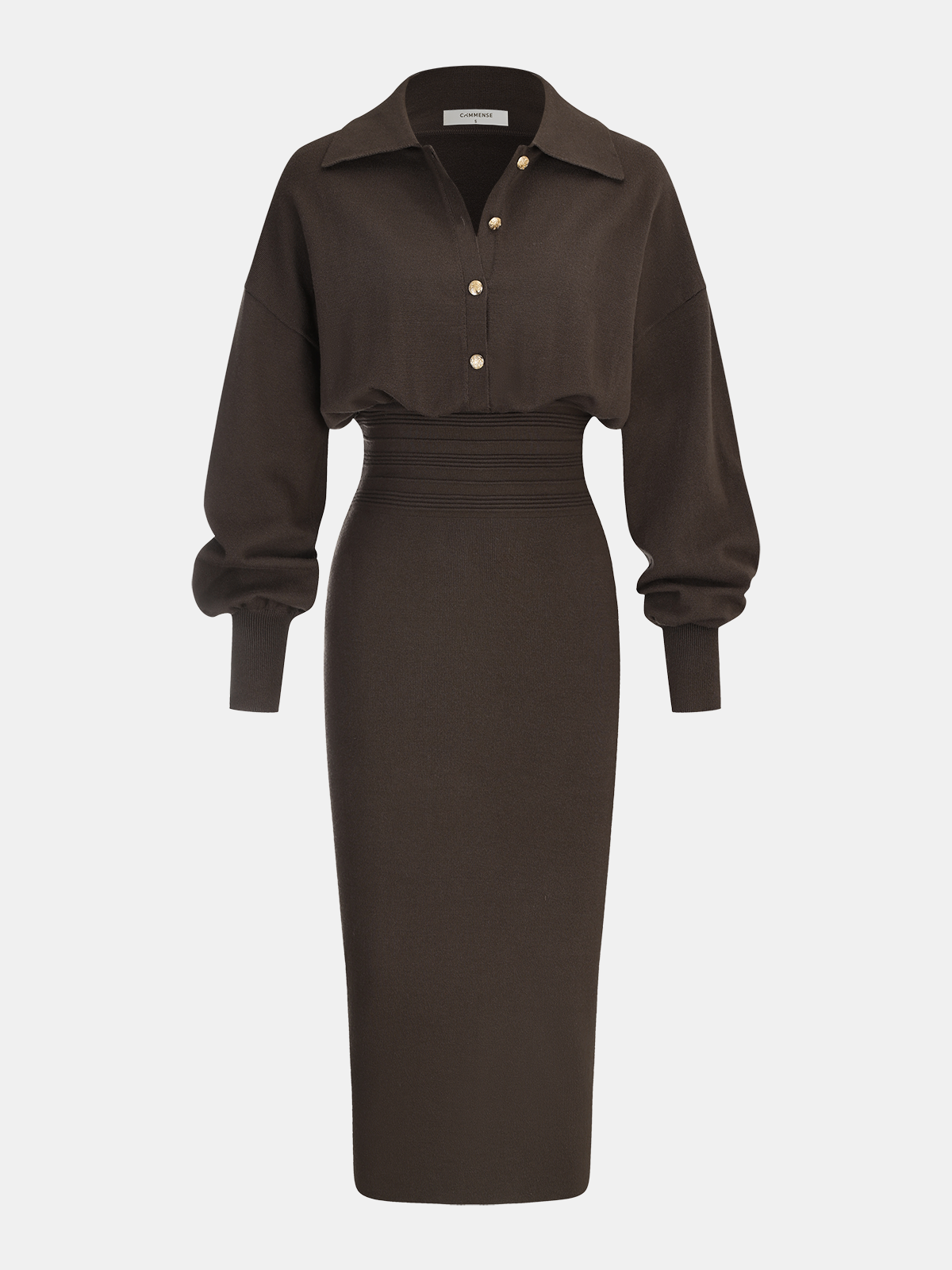 Cinched Waist Knit Shirt Dress Comfortable Versatile Fit