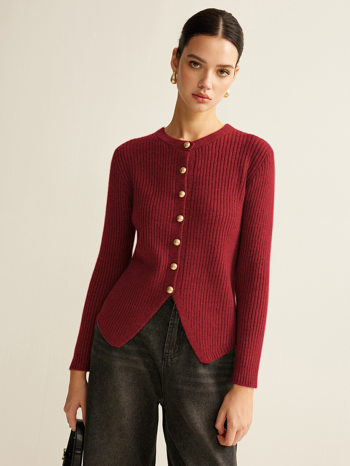 Button Down Split Cardigan with Pockets Lightweight