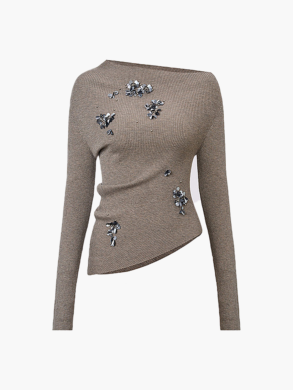 Wool-Blend Sequins Knit Top & Skirt Set for Women Winter Fashion