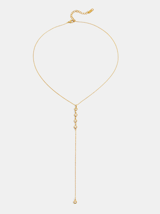 Y-Shape Zircon Droplet Lariat Necklace Elegant Adjustable Bridal Jewelry