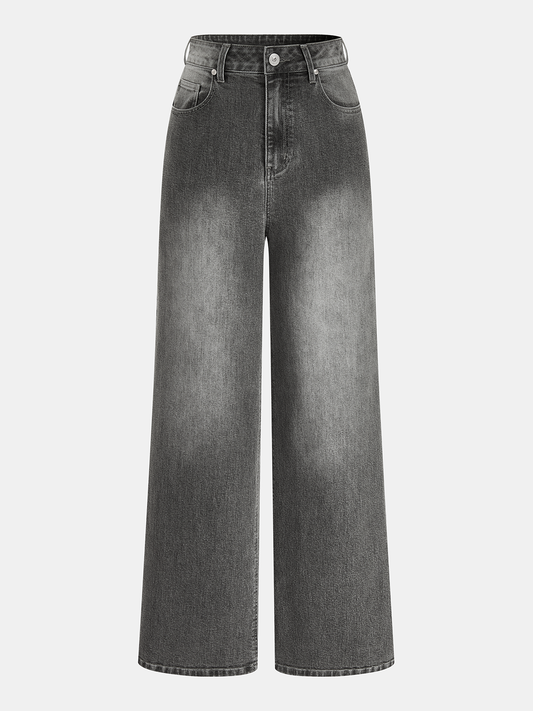 Mid-Waist Wide-Leg Denim Pants for Women Casual Fit Comfortable