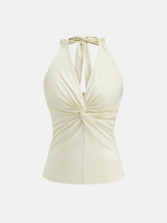 Twist-Front Halter Neck Top Women's Fashion Summer Wear