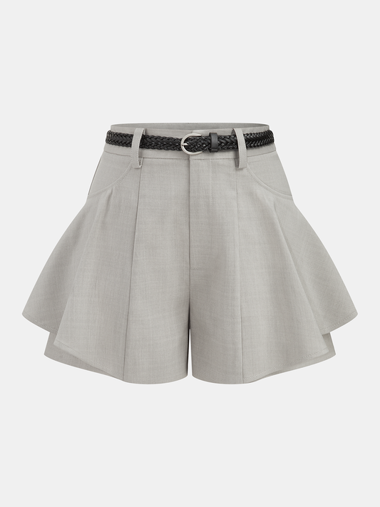 Belted High Waisted Flared Shorts Women's Summer Fashion Essentials