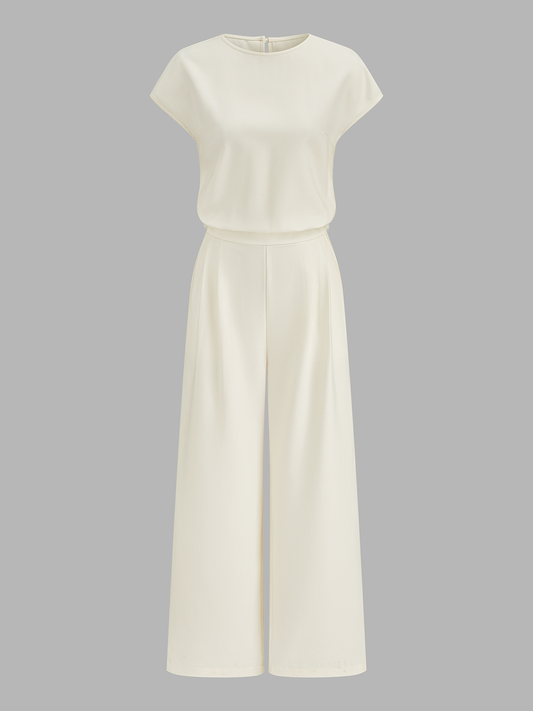 Cap Sleeve Open Back Wide Leg Jumpsuit for Women, Elegant Evening Wear