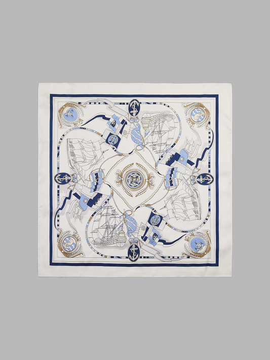 Nautical Sailboat Anchor Print Square Scarf Lightweight Summer Accessory