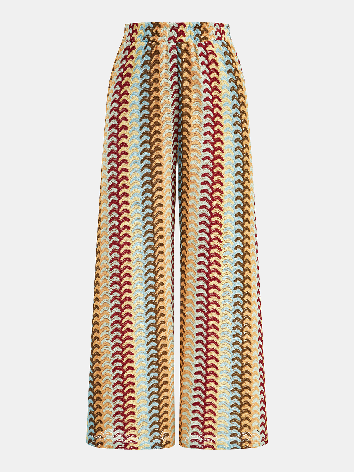 Multicolor One-Shoulder Knit Top & Pants Set for Stylish Women
