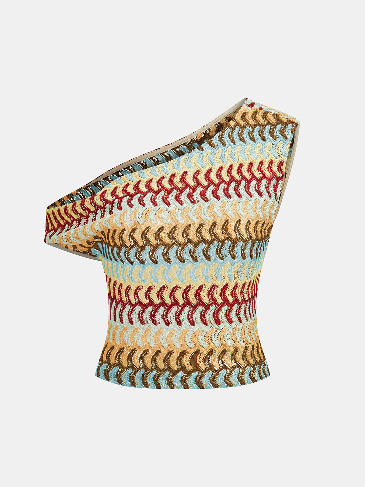Multicolor One-Shoulder Knit Top & Pants Set for Stylish Women