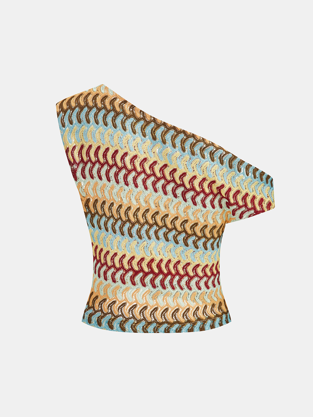 Multicolor One-Shoulder Knit Top & Pants Set for Women Casual Wear
