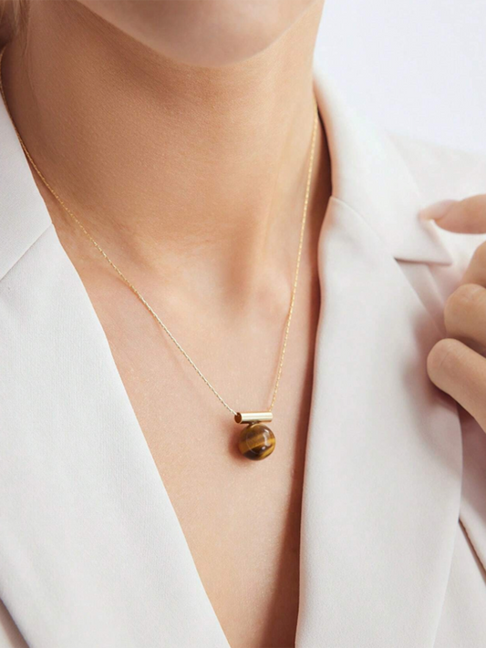 Minimalist Tiger Eye Pendant Necklace for Spiritual Healing and Protection