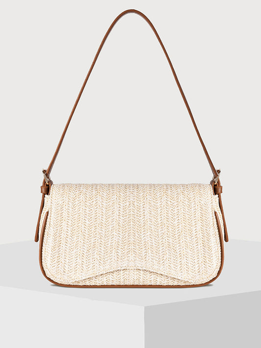Casual Straw-Texture Shoulder Bag for Women Lightweight Summer