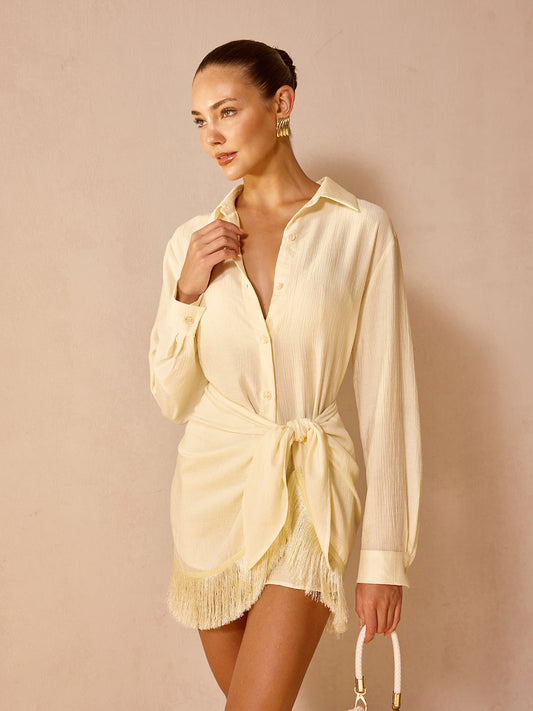 Oversized Breathable Textured Long Sleeve Shirt for Casual Wear
