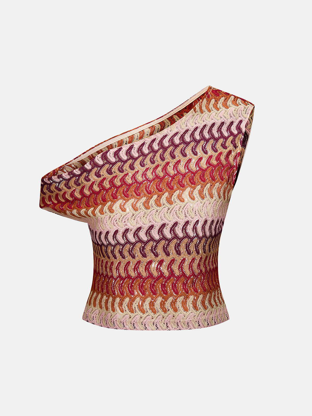 Multicolor One-Shoulder Knit Top & Pants Set for Stylish Women