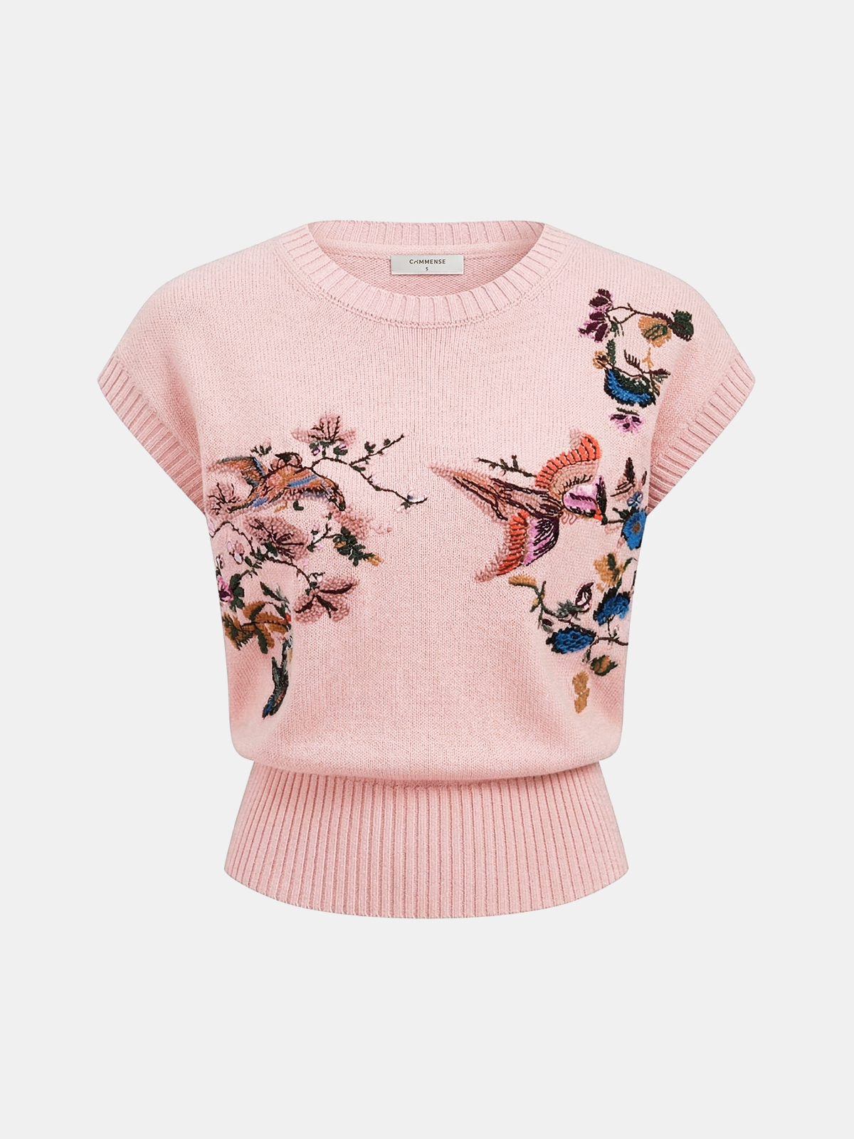 Embroidered Floral Bird Knit Vest for Women Casual Wear