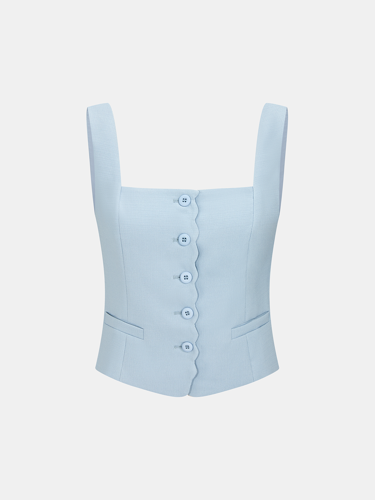Casual Scalloped Trim Tank Top & Shorts Set for Women Summer Wear