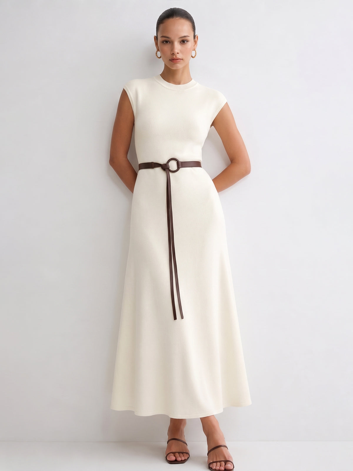Sleeveless Knit Belted Maxi Dress | Women's Casual Summer Apparel