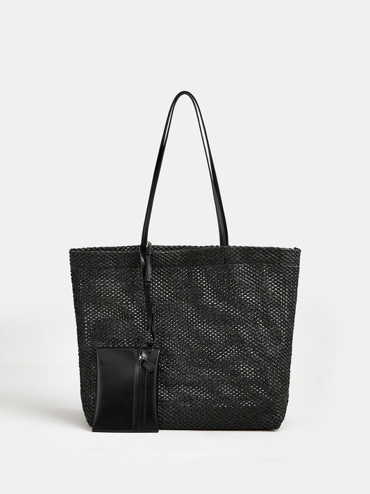 Woven Openwork Tote Bag for Women Lightweight Summer