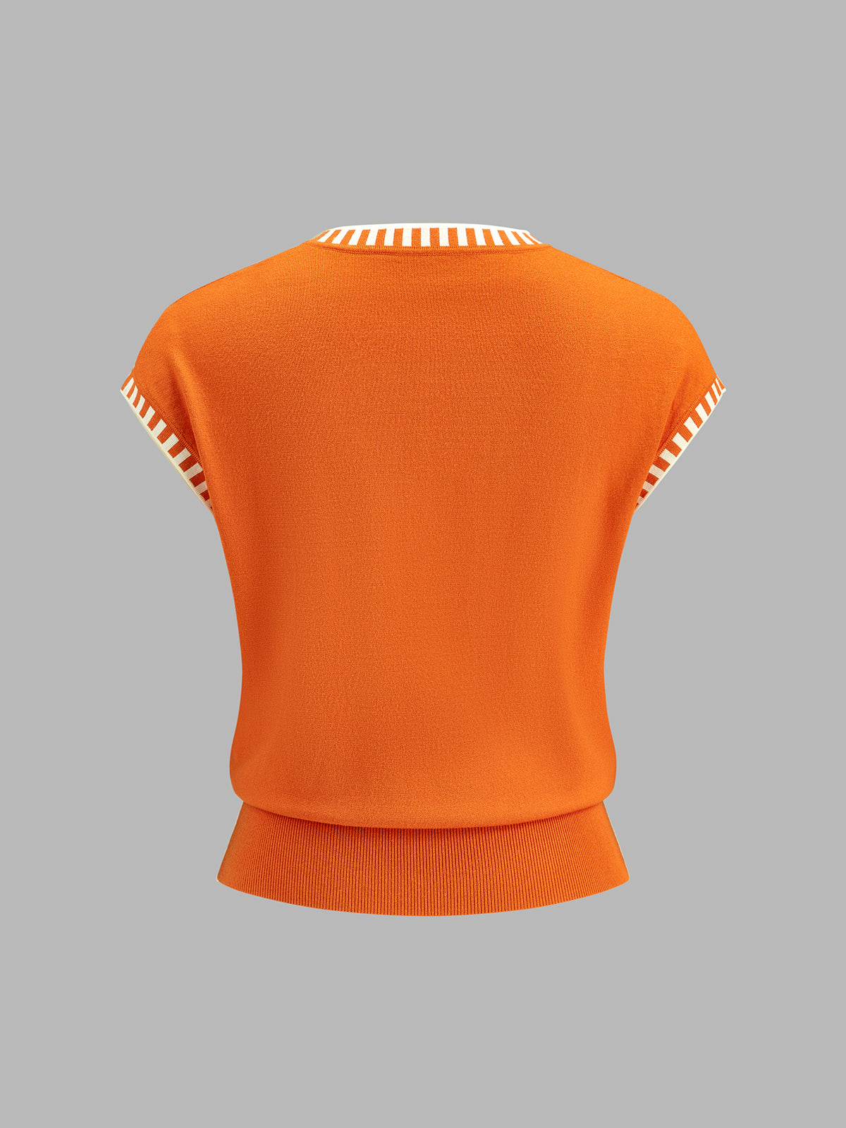 Contrast Trim Cap Sleeve Knit Top for Women Casual Wear