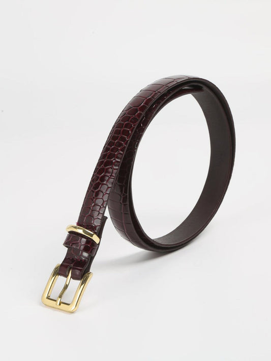 Metal Buckle Crocodile Embossed Belt Durable Leather Adjustable Waist Unisex