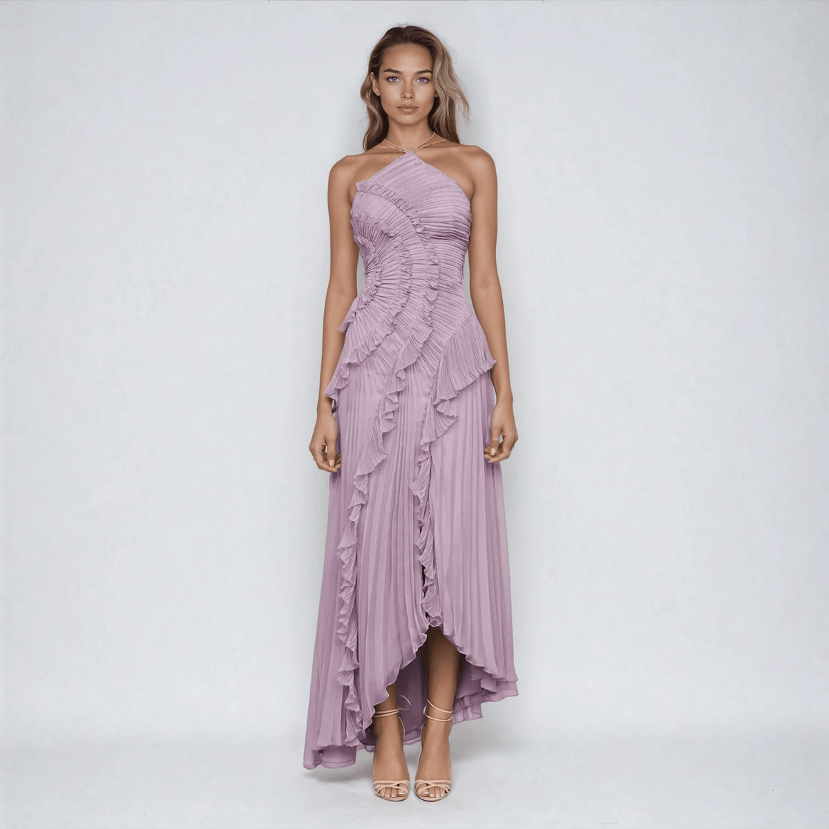 Elaria | Halter Maxi Dress in Soft Purple